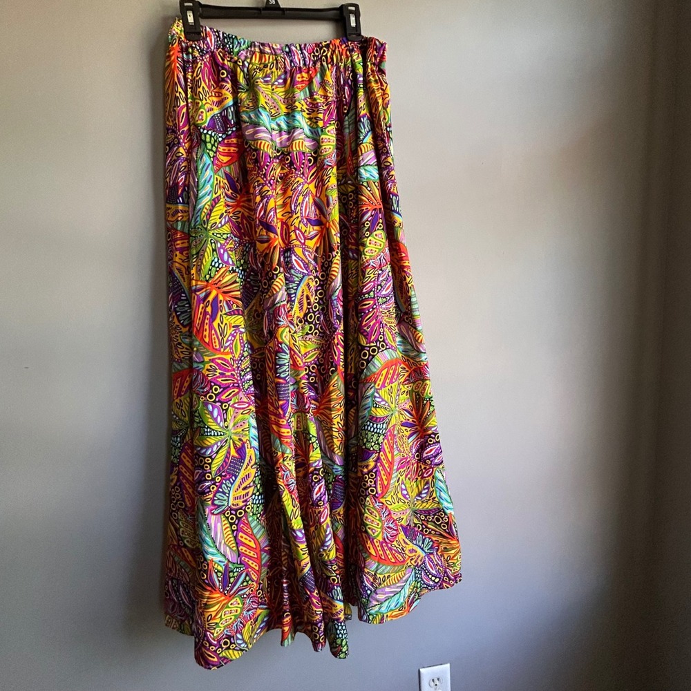 Ashley Stewart Tropical Abstract Maxi Skirt Multi Color 2X NWT TROPICALMA - Picture 2 of 8